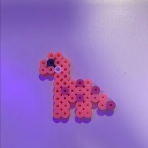Pink Dinosaur Bead Art